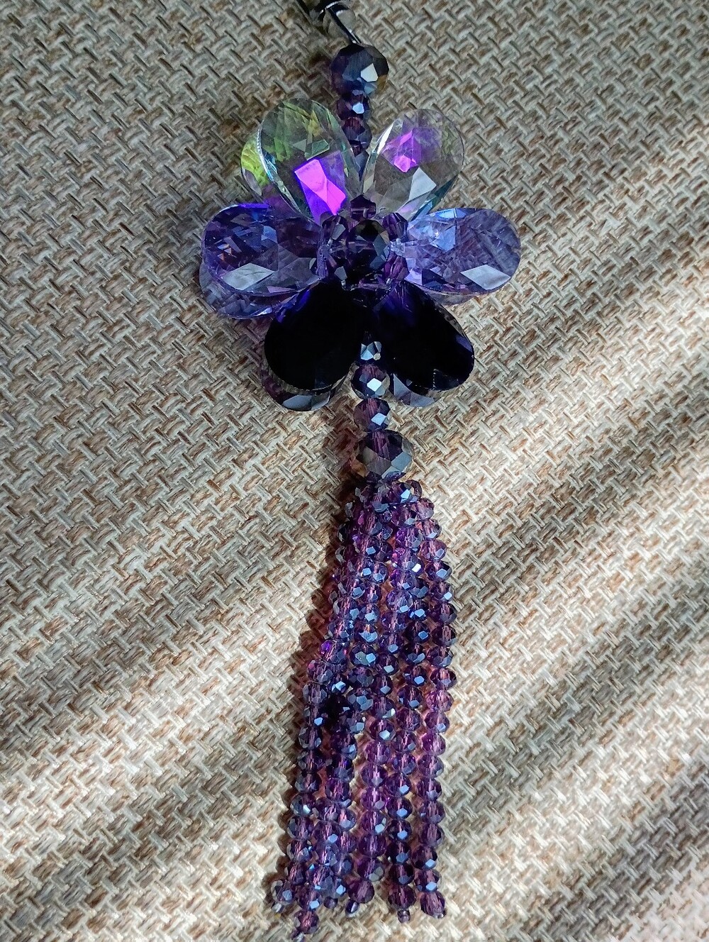 New Gorgeous Crystal Butterfly Tassel Keychain - Purple